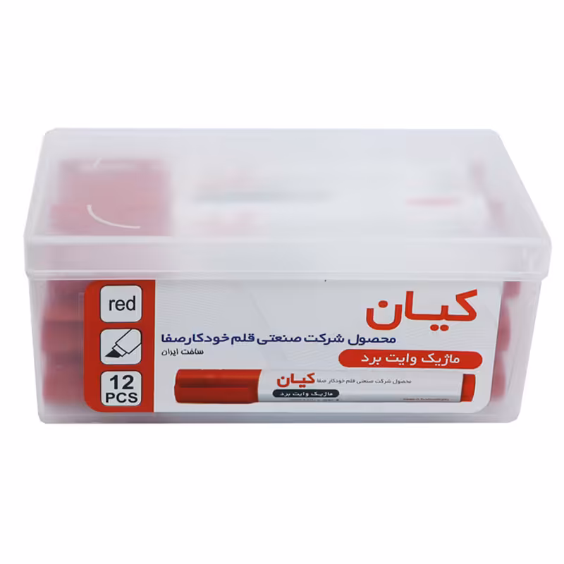 ماژیک وایت برد کیان نوک تخت رنگ قرمز بسته 12 عددی &ndash; قیمت و خرید | برایتو