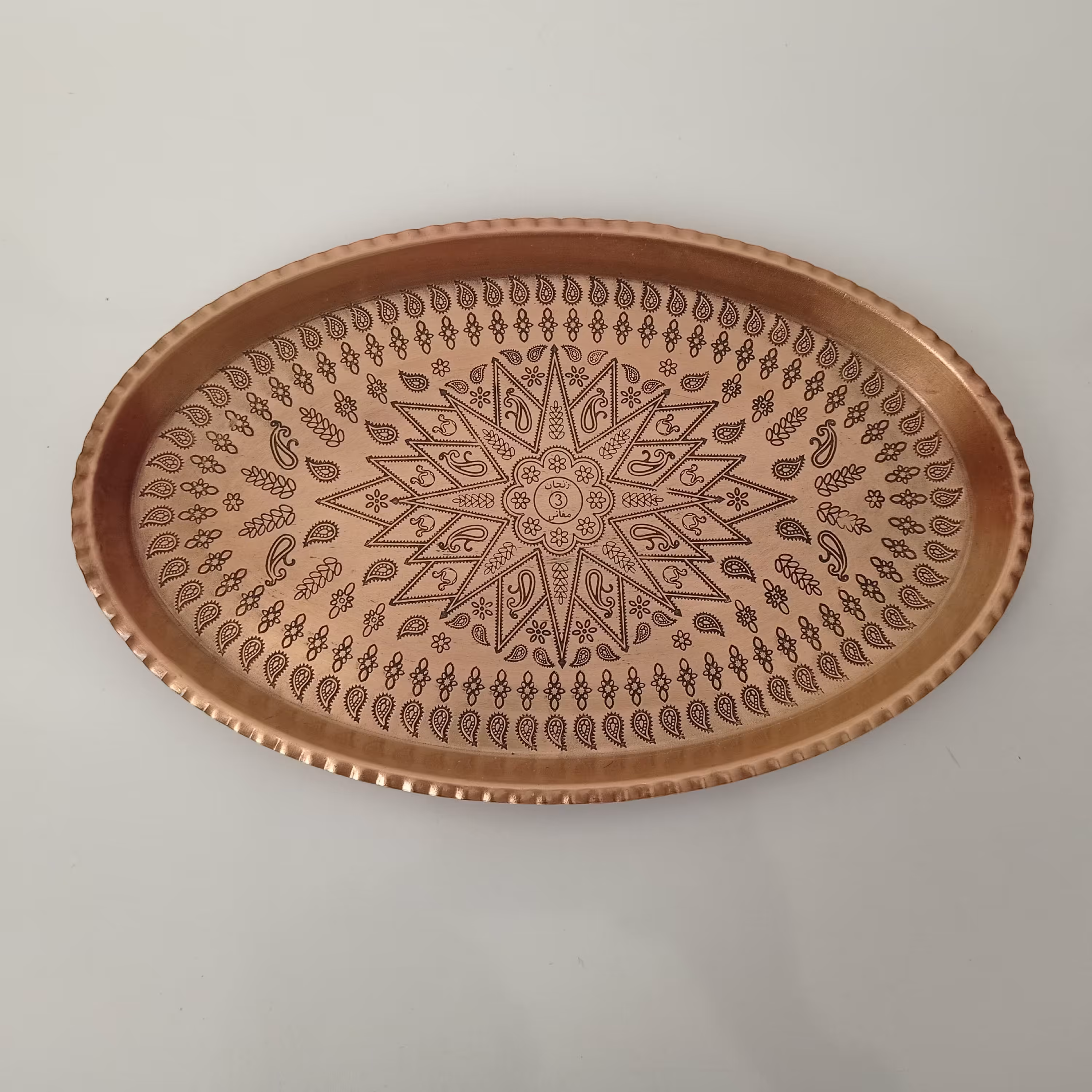 سینی مسی طرحدار بیضی شکل سایز 7 زنجانیها