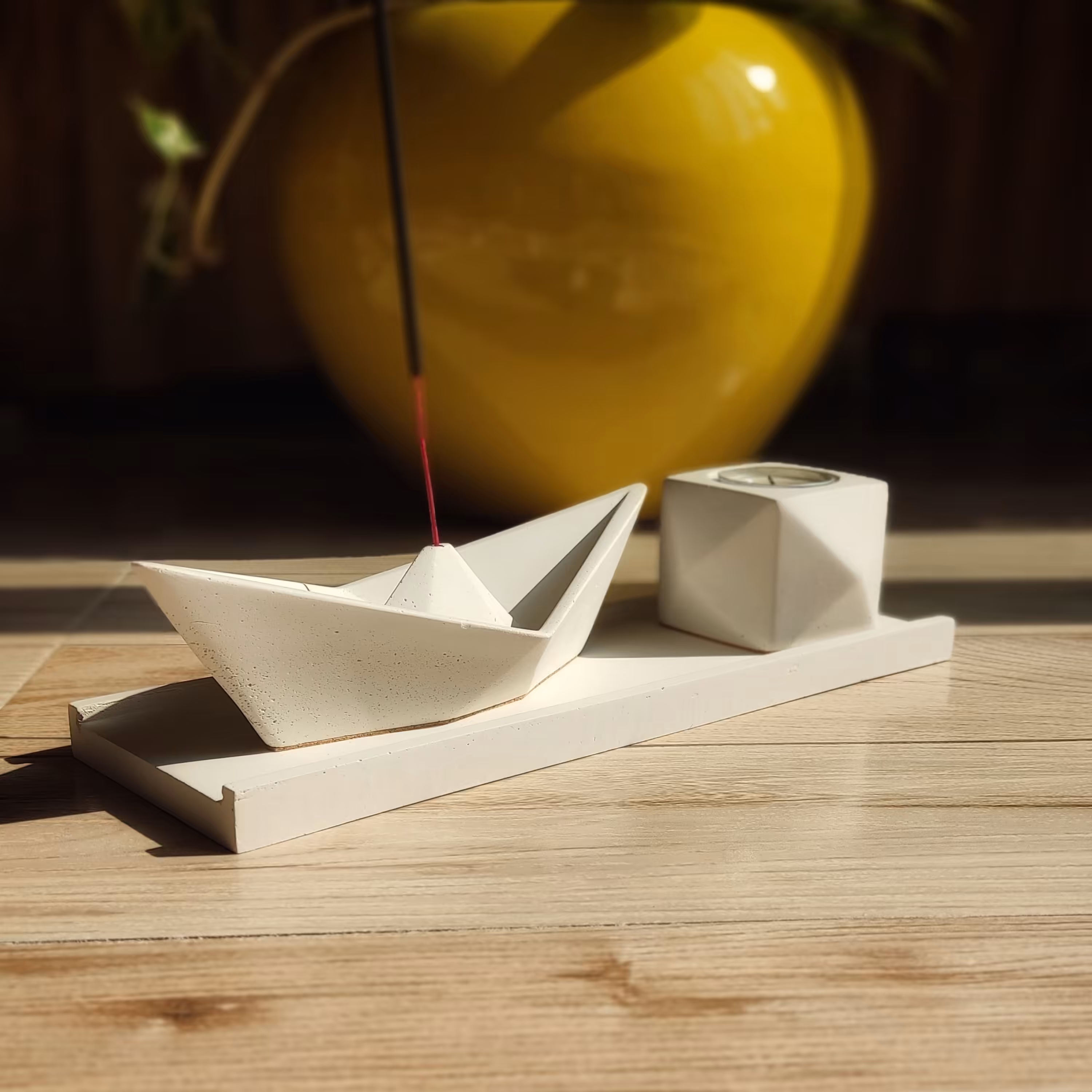 ست 3 تکه جاشمعی و جاعودی بتنی کد S-6