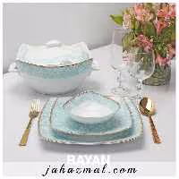 سرویس چینی پردیس طرح رایان فیروزه ای 105 پارچه کد 178i