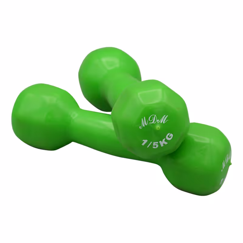 دمبل بدنسازی ام دی ام روکش دار وزن 1.5 کیلو گرم بسته دو عددی