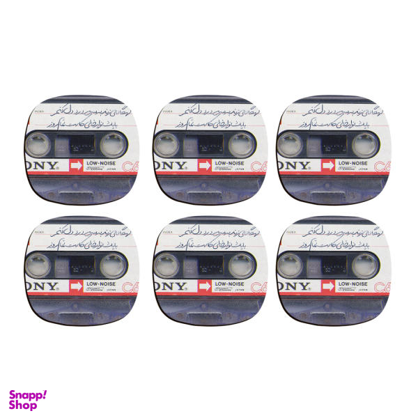 زیر لیوانی ترمه طراحان ایده مدل نوار خالی کاست کد trm064 بسته 6 عددی