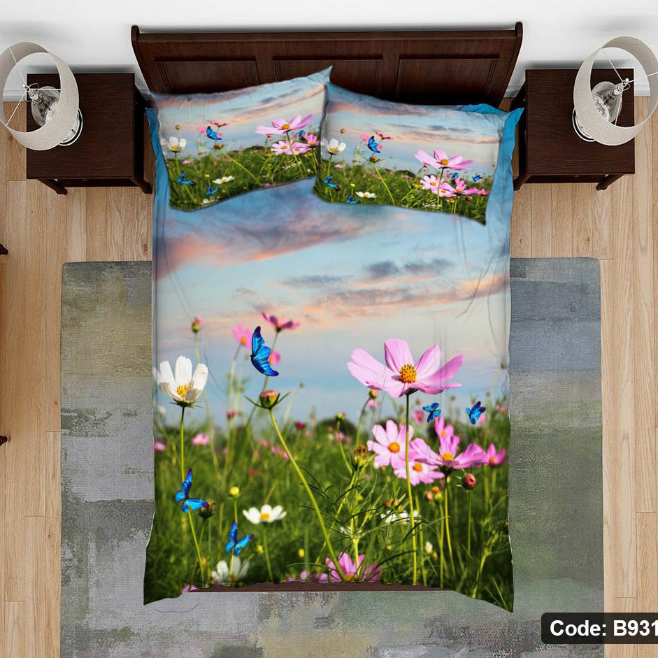 سرویس رو تختی دو نفره طرح گل و طبیعت 6تیکه ارسال رایگان 