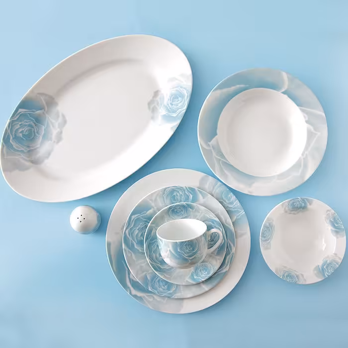 سرویس غذاخوری رزتا آبی 12 نفره سری ایتالیا اف 102 پارچه