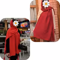 شال موهر پلیسه چهارخونه پم پم دار 