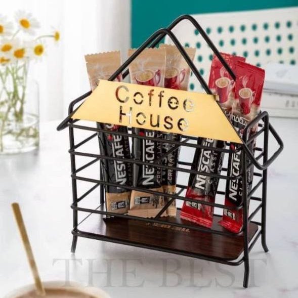 استند کافی طرح کلبه - مشکی - دکوراتیو - مناسب برای خانه و کافی شاپ - فروش عمده رو همه محصولات داریم