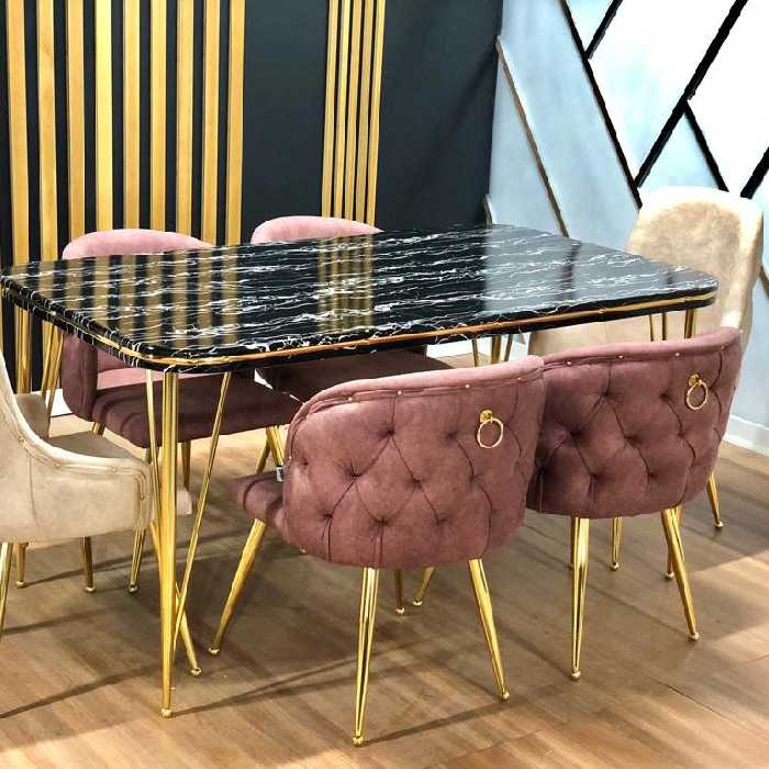 ناهارخوری 6 نفره مدل چستر پایه فلز