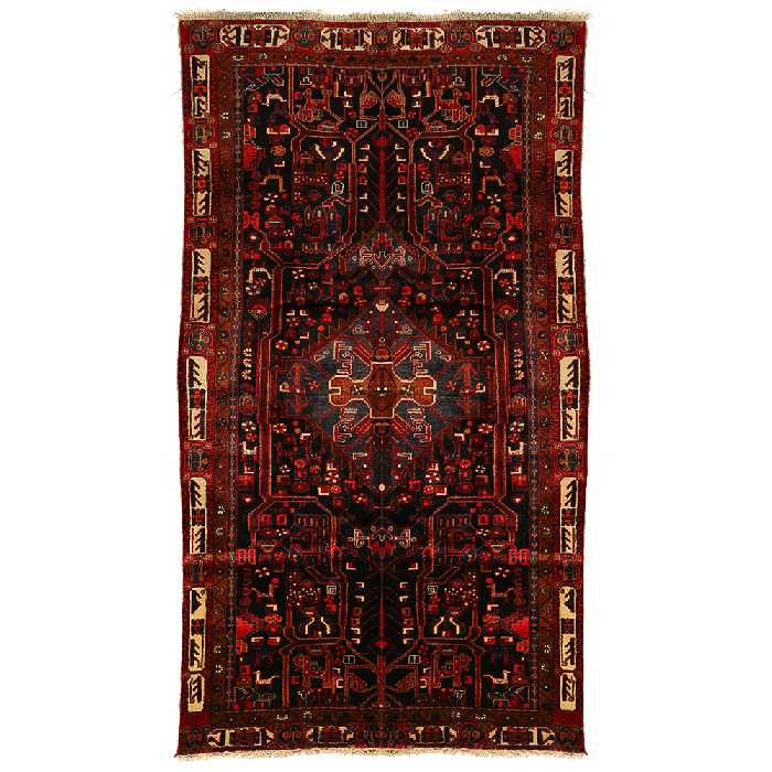 فرش قدیمی دستباف چهار متری طرح لچک ترنج کد 4101201