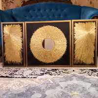 تابلو سه تکه مدرن ابعاد کلی 60در 120 لت وسط آینه خورده هزینه قاب به عهده مشتری محترم 