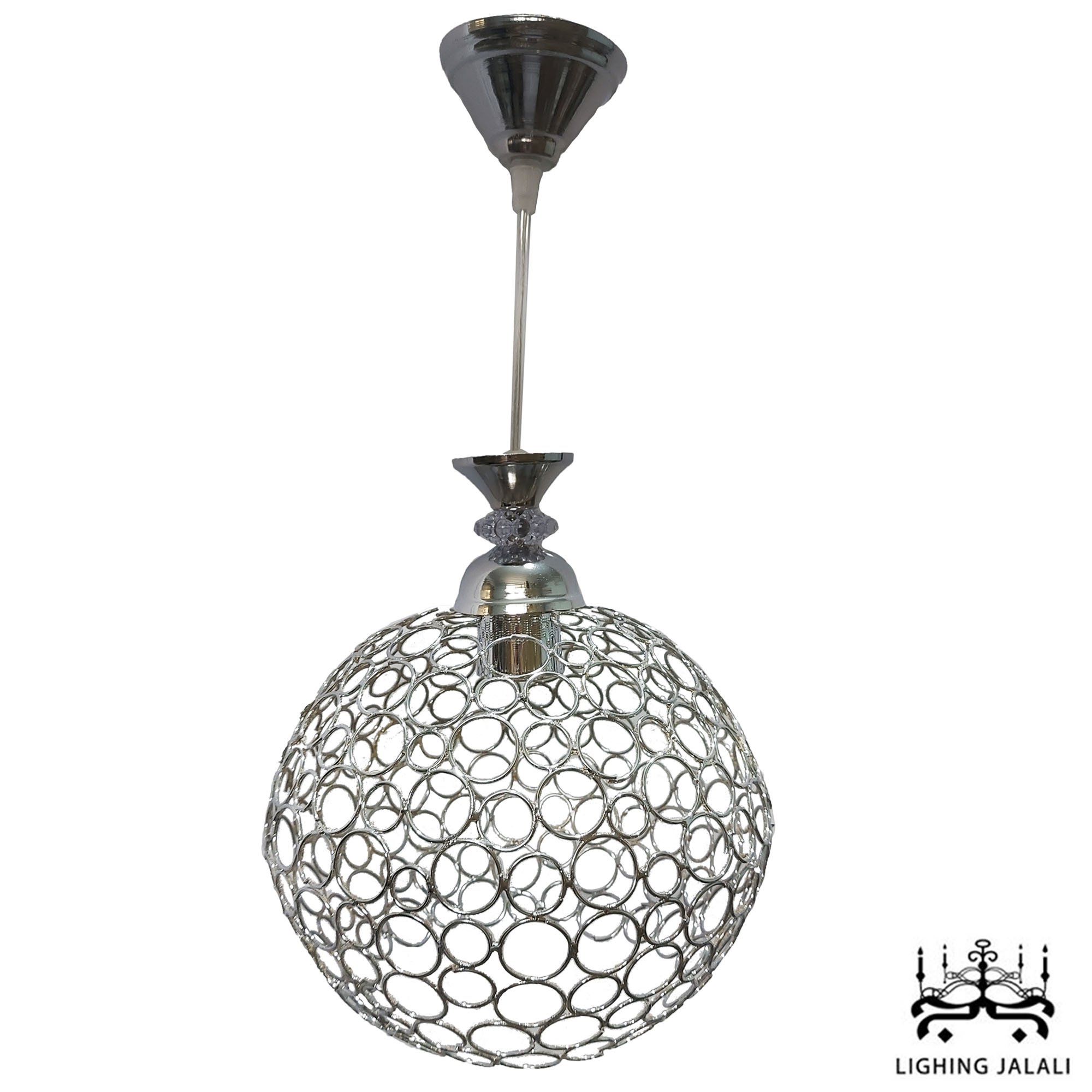 لوستر آویز تک شعله فانتزی سایز 25 نقره ای