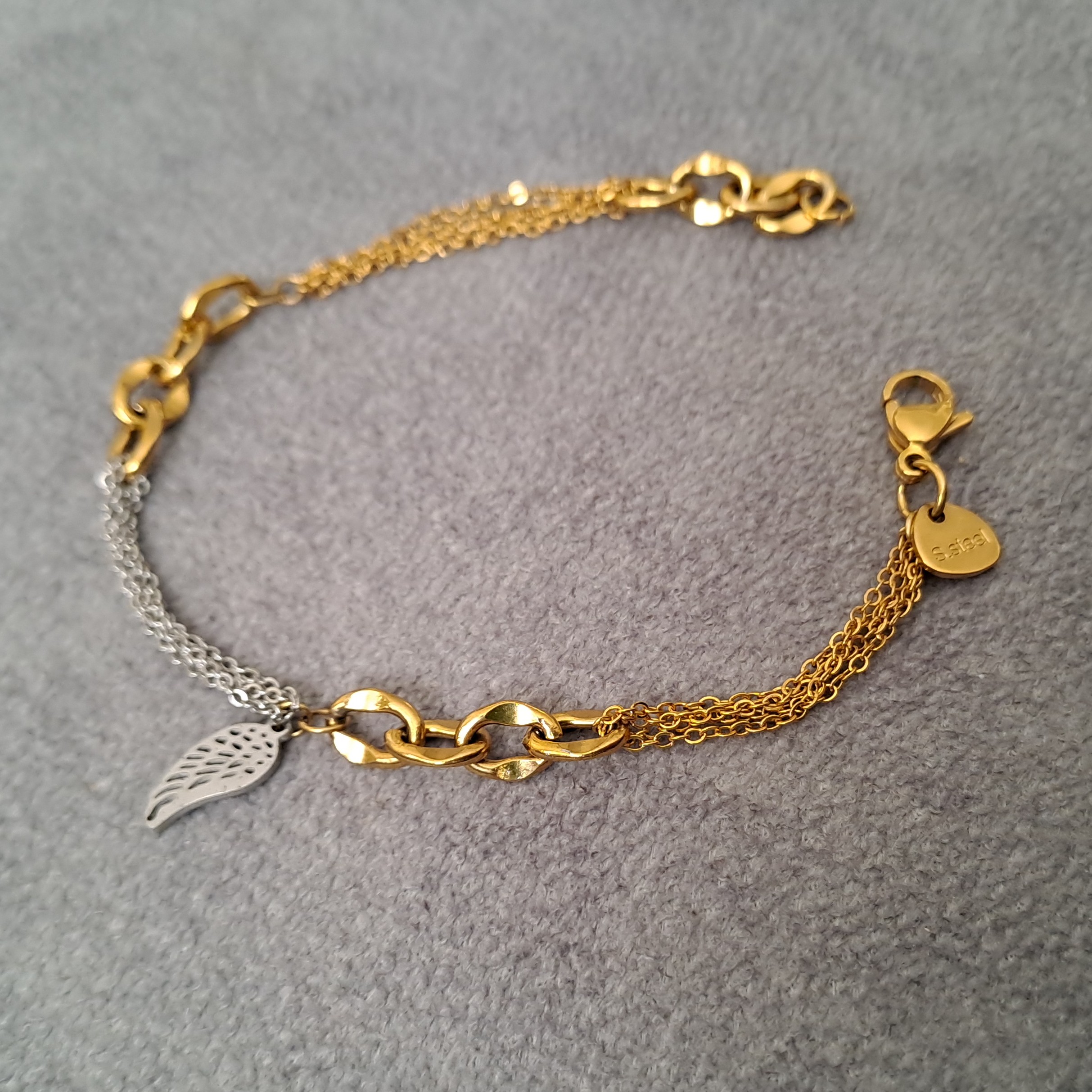 دستبند زنجیری ترکیبی طرح طلا