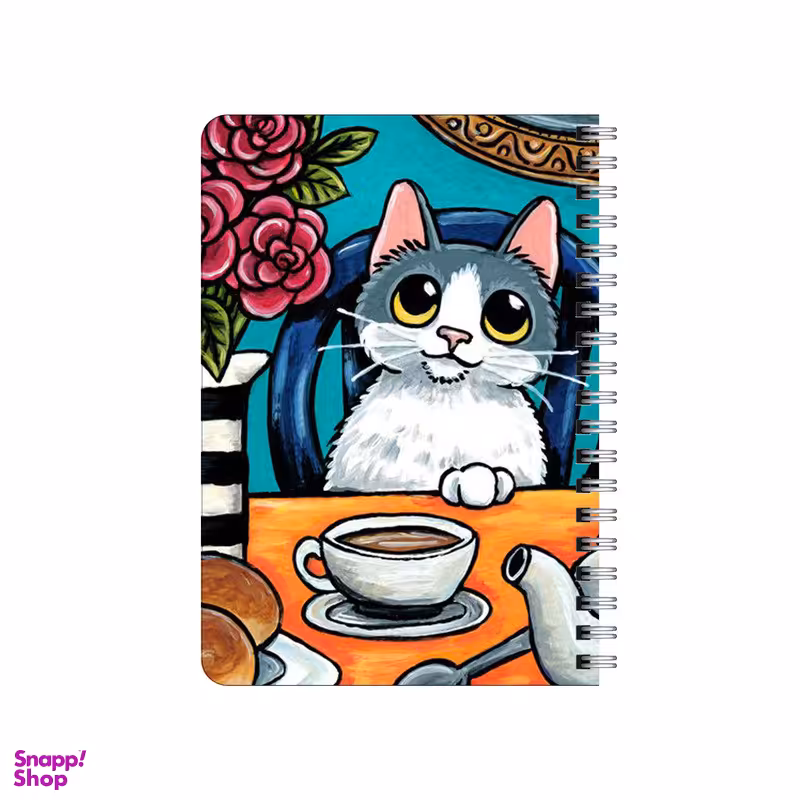 دفترچه یادداشت بامبیلیپ مدل چوبی طرح عصرانه با گربه مودب کد 2055953