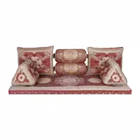 پشتی شاه نشین ترمه افشار 7 تکه رنگ قرمز کد 2