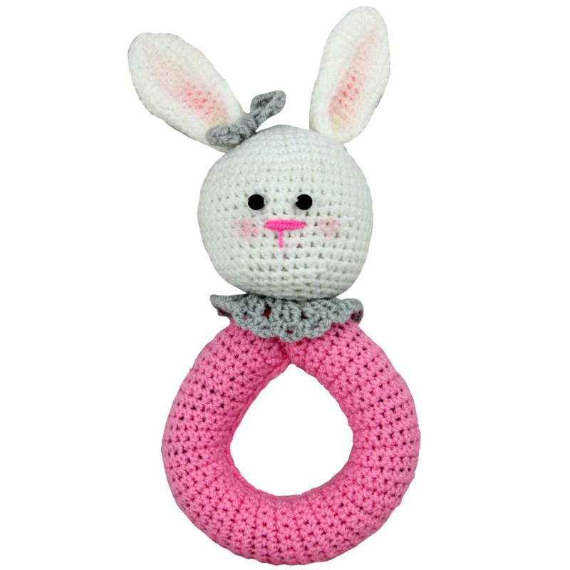 جغجغه کودک طرح خرگوش رنگ صورتی