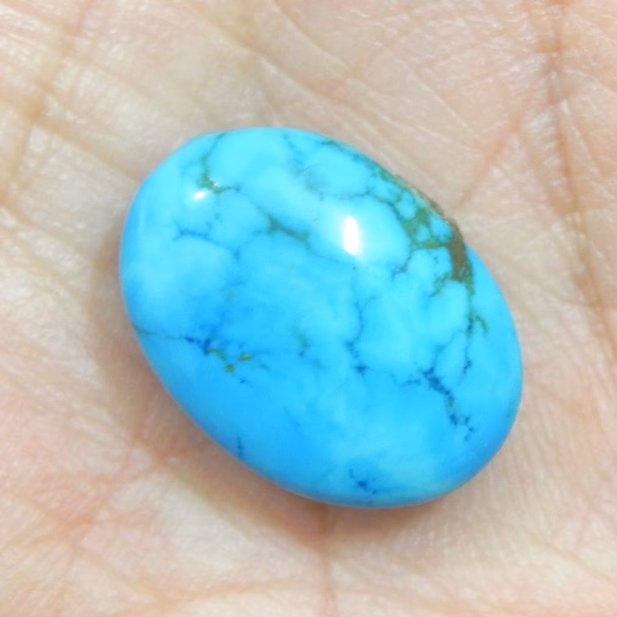 نگین سنگ فیروزه ابی پاک اصل معدنی تراش بیضی انگشتری کد11