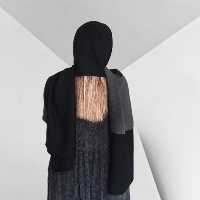 شال زنانه مزونی هلنسا جودون مشکی با خرج کار کتان پوست ماری 