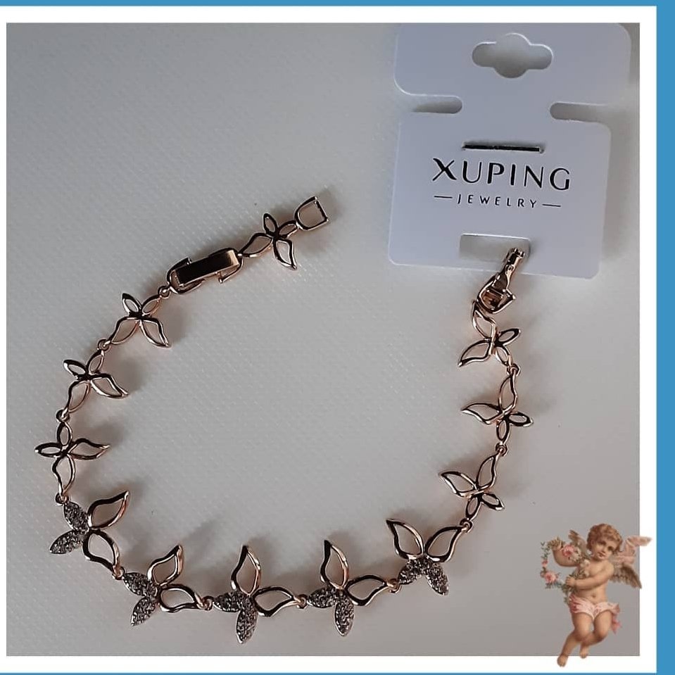 دستبند ژوپینگ پروانه ای نگین دار 