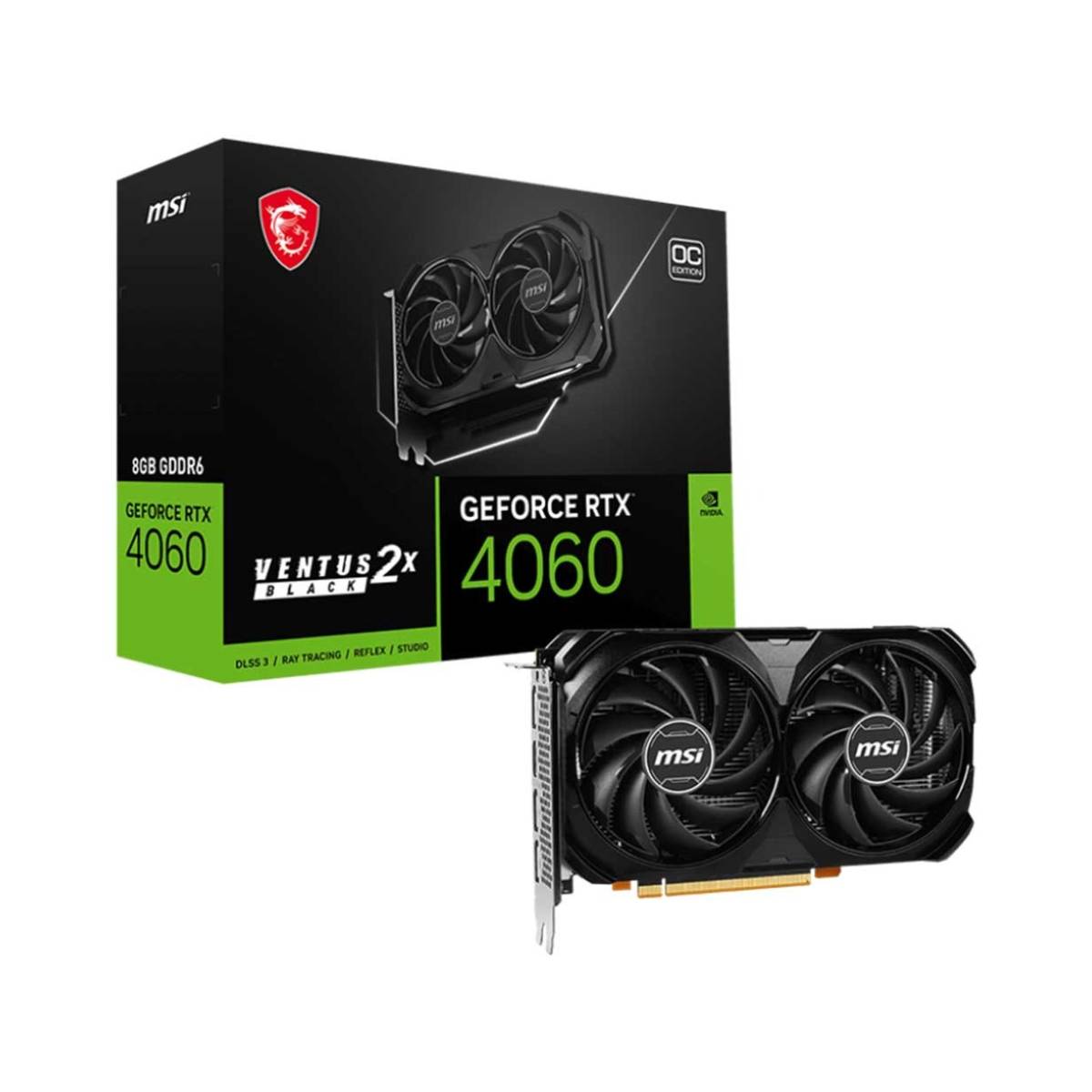 خرید کارت گرافیک MSI GeForce RTX 4060 VENTUS 2X Black 8GB GDDR6 OC Edition با بهترین قیمت