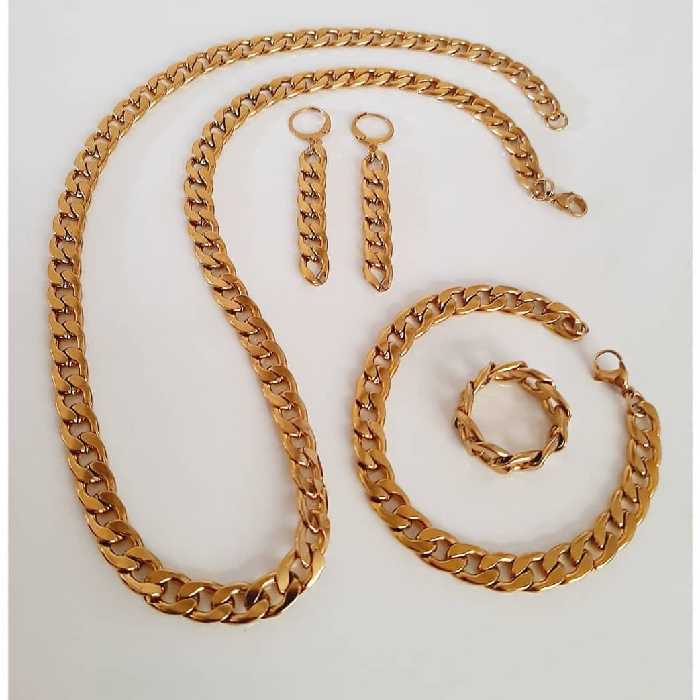 ست کارتیر استیل دستبند گوشواره انگشتر گردنبند