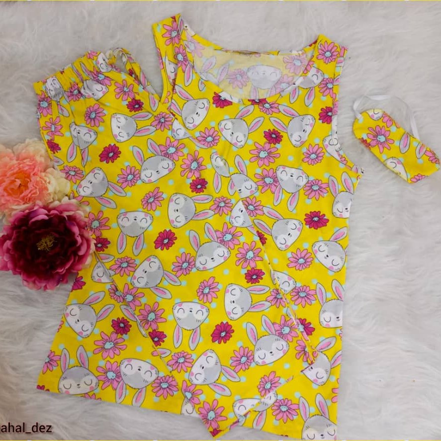 ست سه تاپ شلوارک چشم بمد پنبه ایی