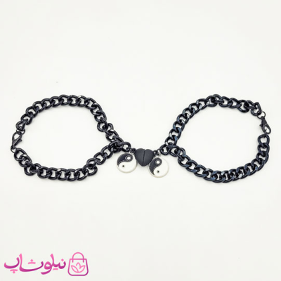 دستبند ست رفیق مگنتی مدل یین و یانگ کد 55