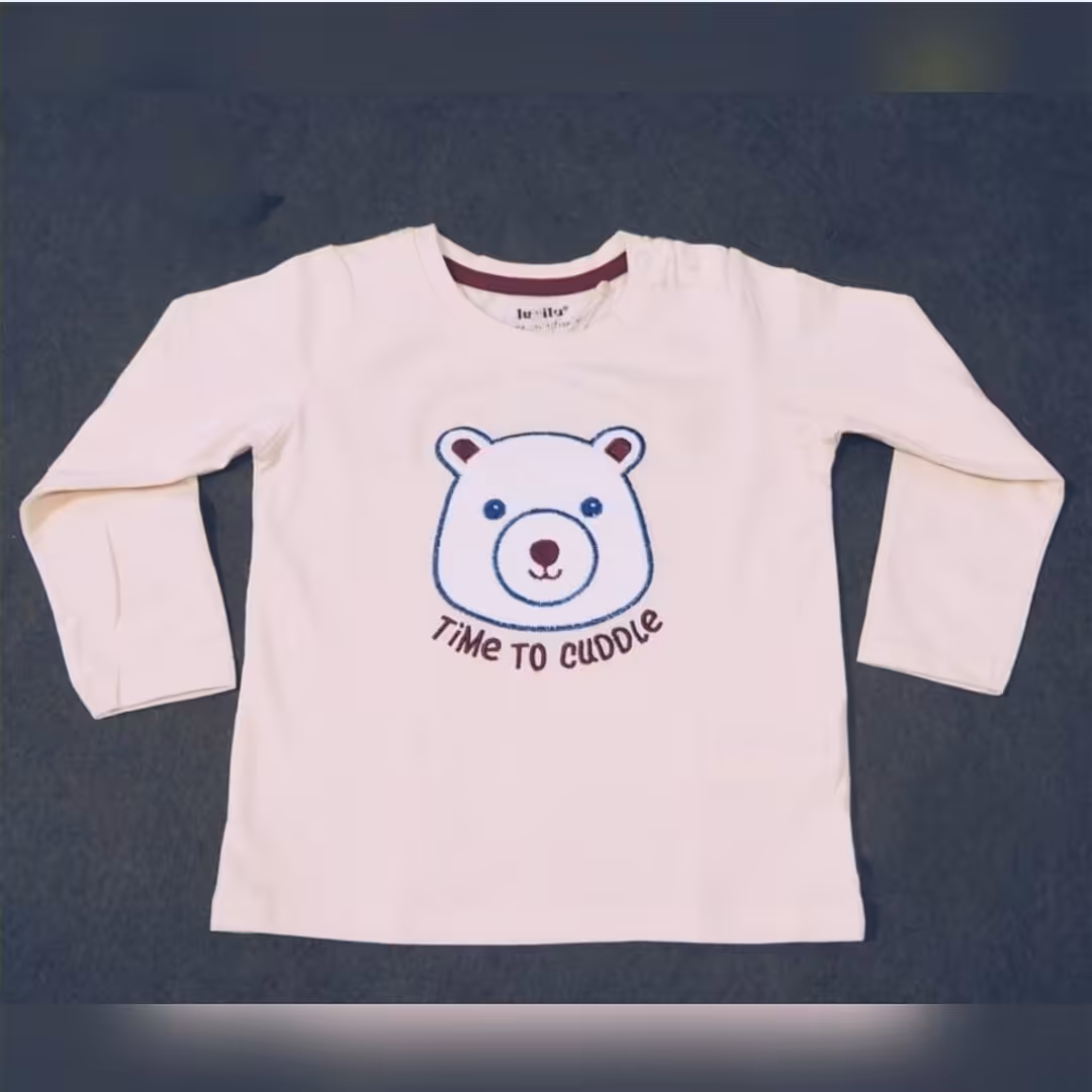 بلوز  دخترانه یا پسرانه اسپرت یقه گرد سرشانه دکمه دار بسیار لطیف و زیبا برند لوپیلوآلمان (سایز 1 تا 2 سال) 