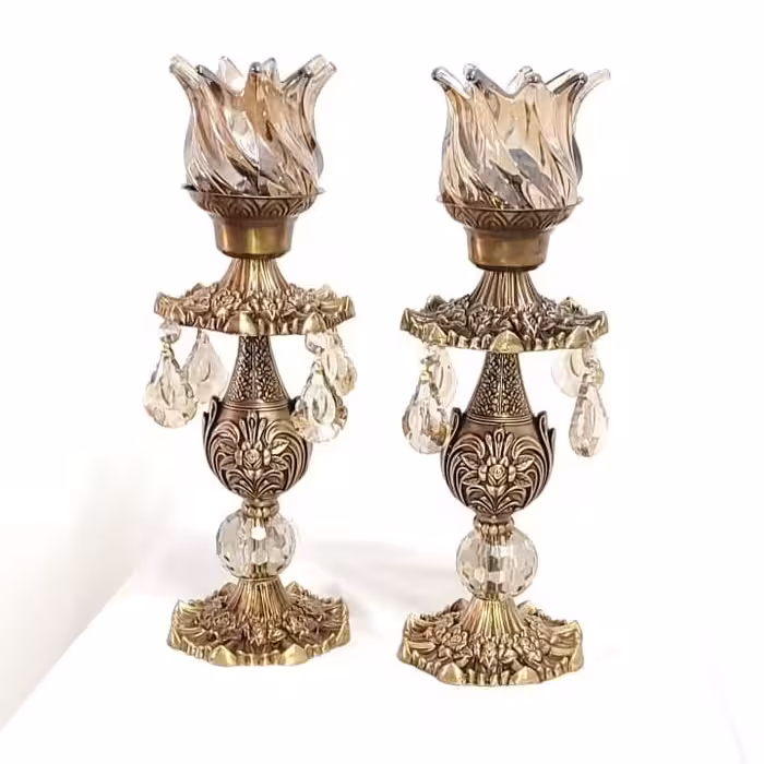 شمعدان مدل شاه رز رنگ آنتیک 