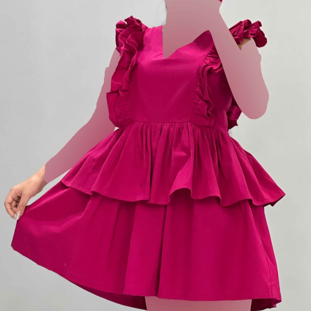 پیراهن عروسکی چین دار فری سایز رنگبندی موجود      