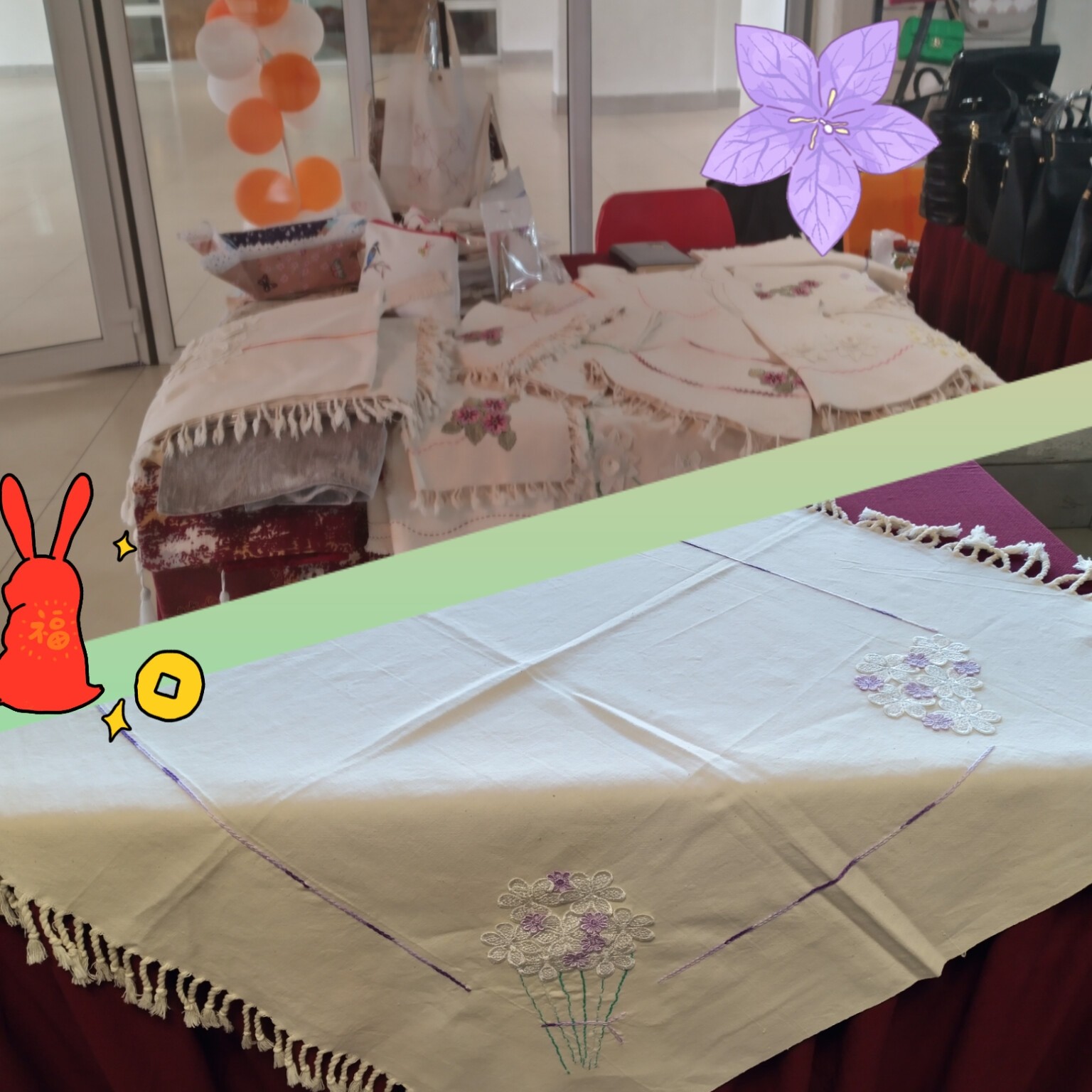 رومیزی متقال کلاسیک نخ پنبه درجه یک شسته وگلدوزی