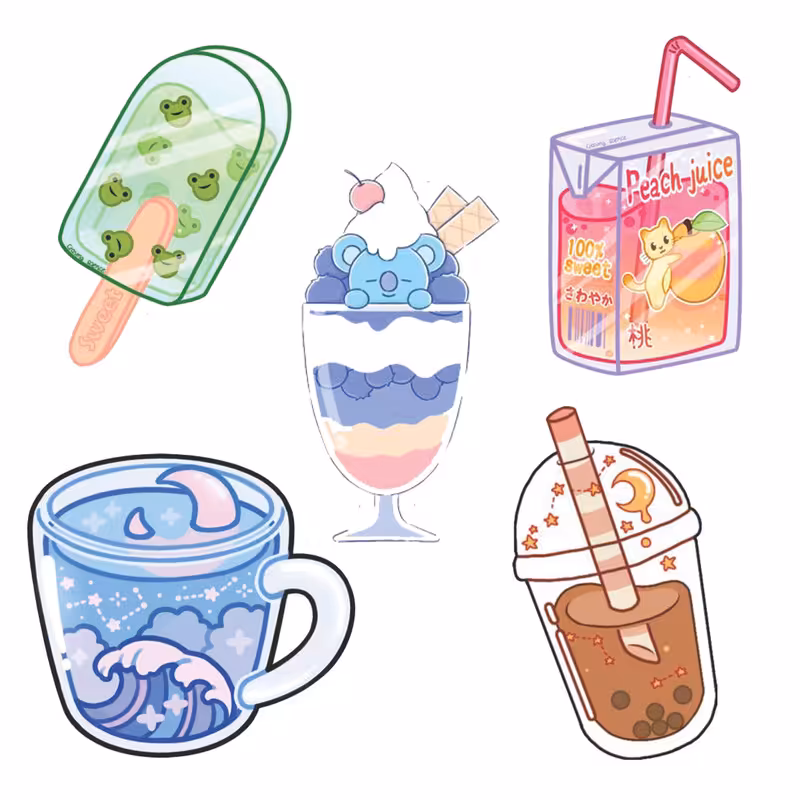 استیکر لپ تاپ طرح خوراکی کد 2802 مجموعه 5 عددی