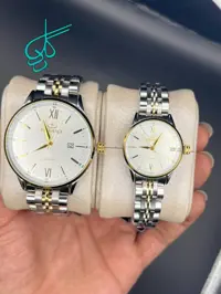خرید ست ساعت زنانه و مردانه الگانس کلاسیک موتور ژاپن استیل رنگ ثابت دارای قفل پروانه ای کیفیت عالی دارای رنگبندی کد 2116908 - ردگل