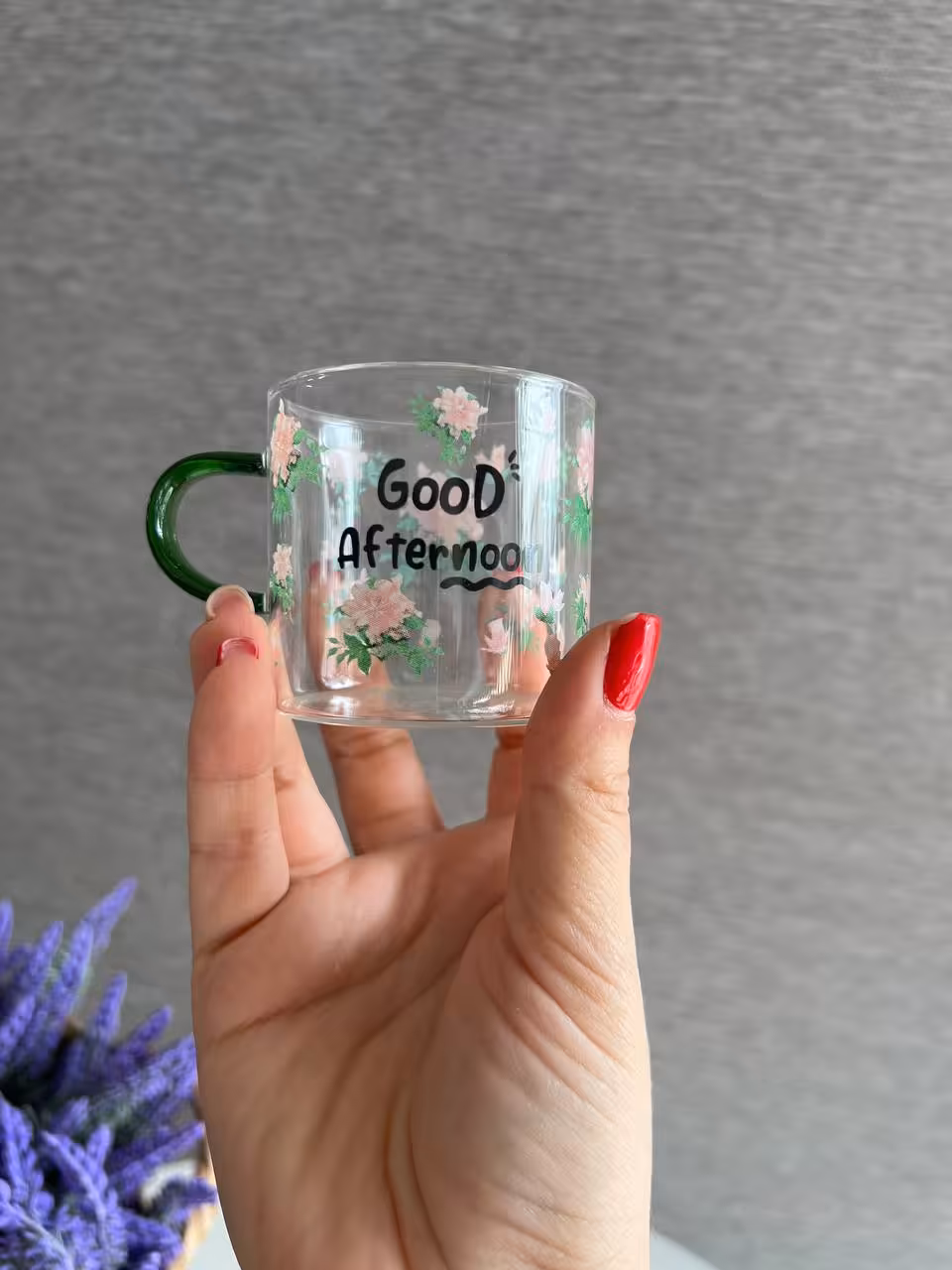فنجان پیرکس قهوه خوری گلگلی طرح Good Afternoon دسته رنگی- 6 عددی کد 3363
