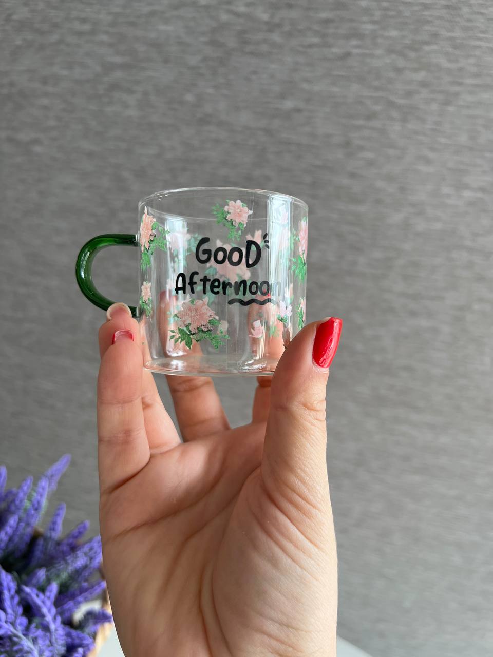 فنجان پیرکس قهوه خوری گلگلی طرح Good Afternoon دسته رنگی- 6 عددی کد 3363