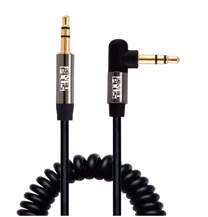 کابل AUX فنری 90 درجه کی نت پلاس مدل KP-C1010 به طول 1.5 متر