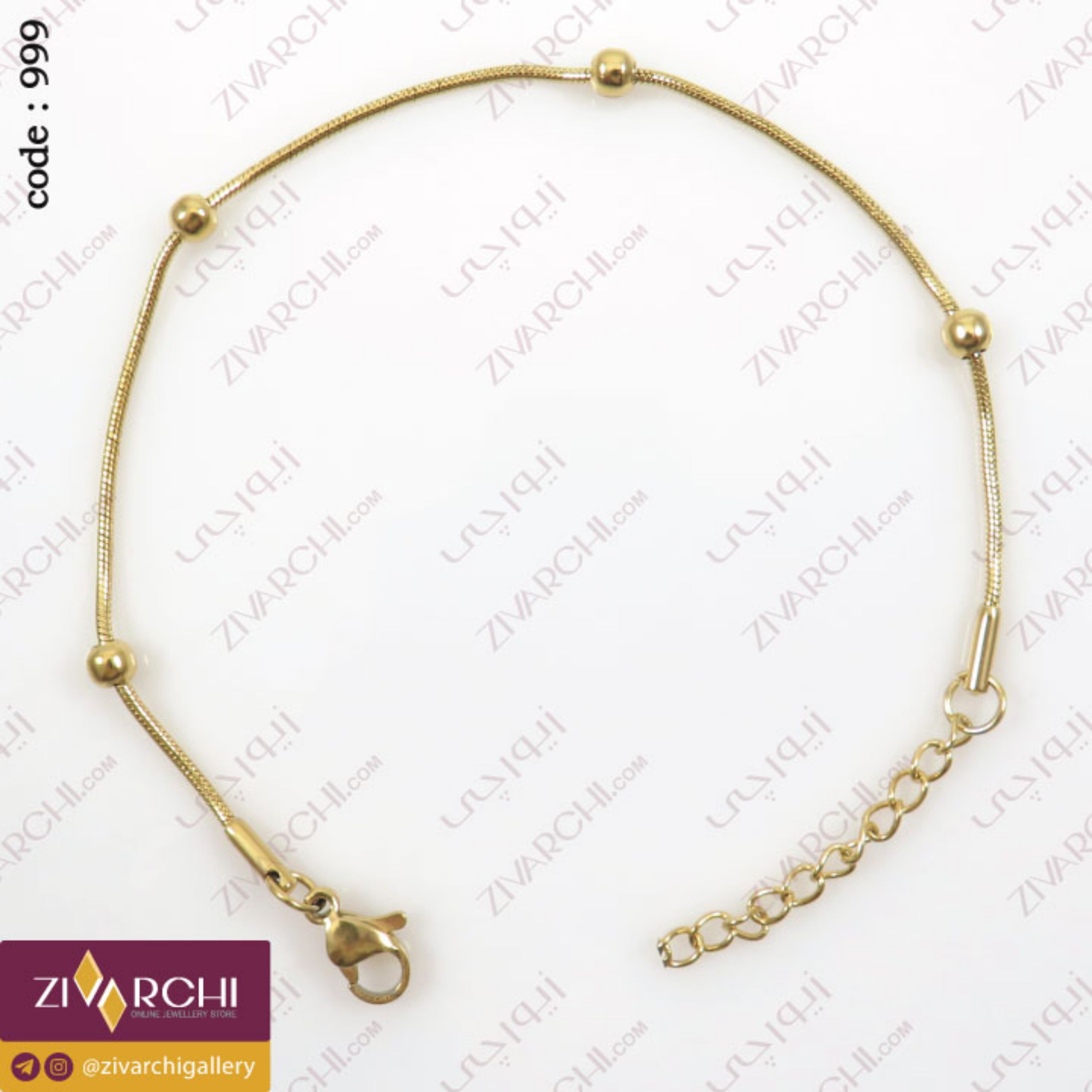 دستبند زنجیری استیل (طرح توپی) 999