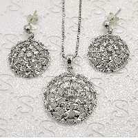 نیم ست نقره تراش با آبکاری طلا سفید