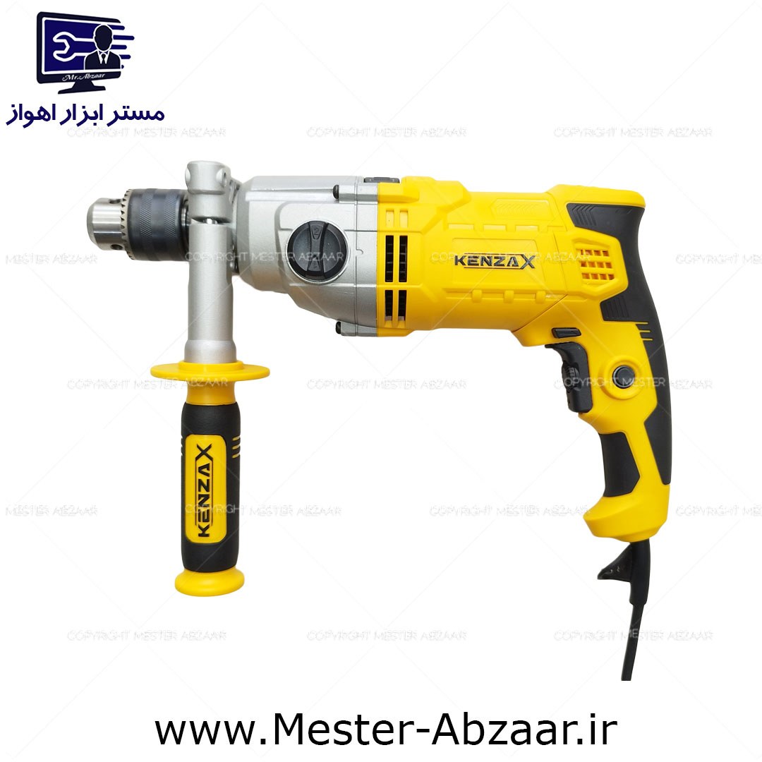 دریل چکشی نیم تنه فلزی گیربکسی دو سرعته 1050 وات کنزاکس برقی ارسال رایگان مدل KENZAX KID-2321