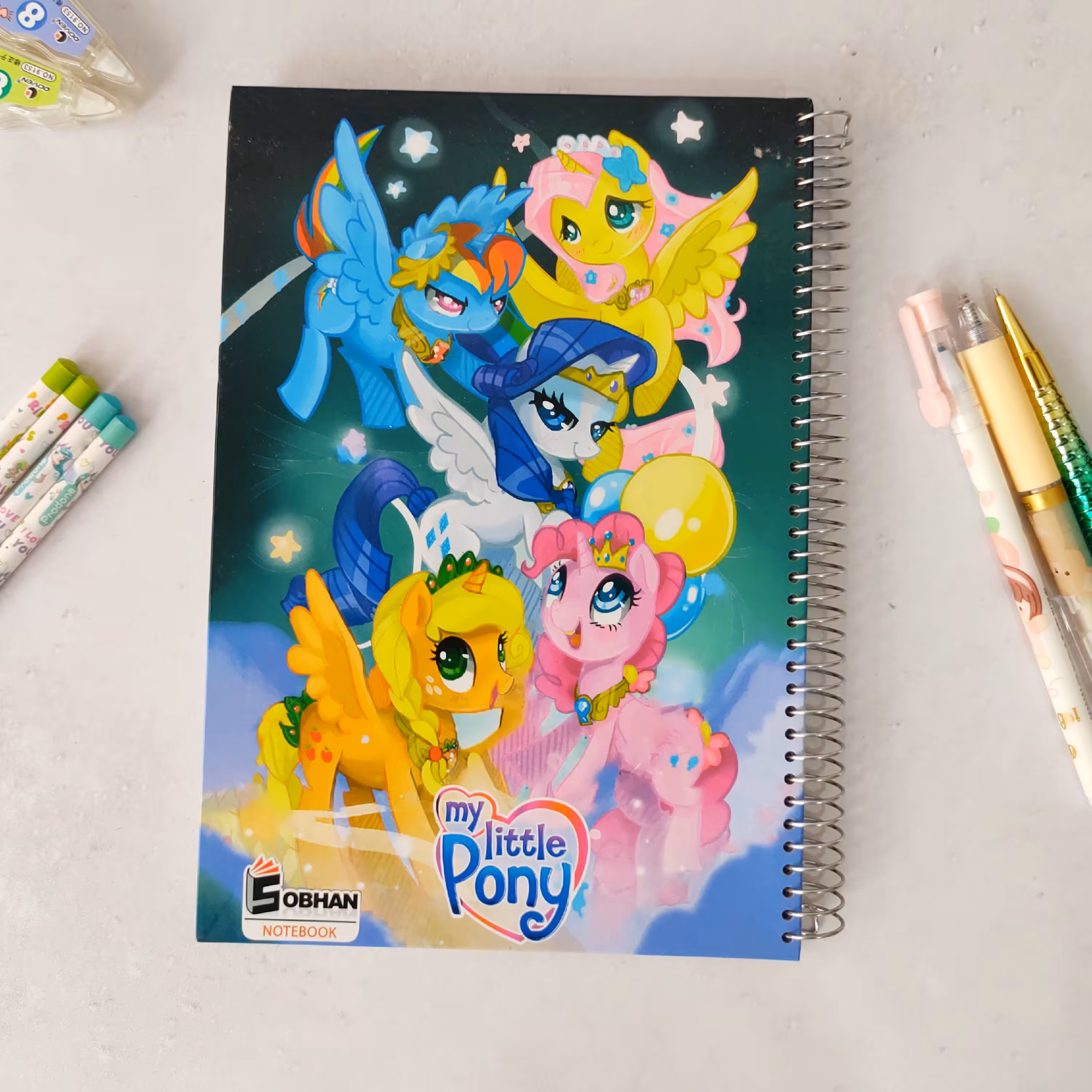 دفتر 100 برگ خطی جلد سخت یونیکورن