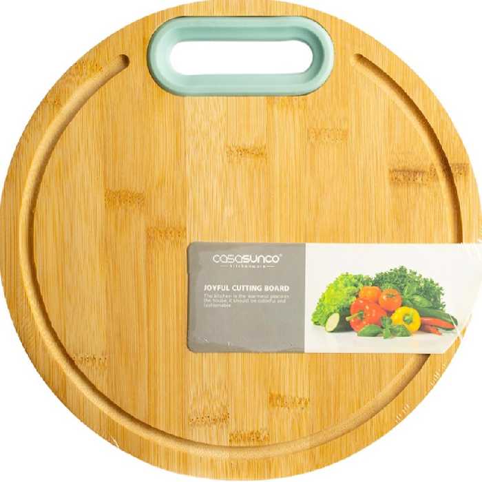 تخته گوشت گرد قطر 32 سانت تمام چوبی دسته دار برای آشپزخانه شما