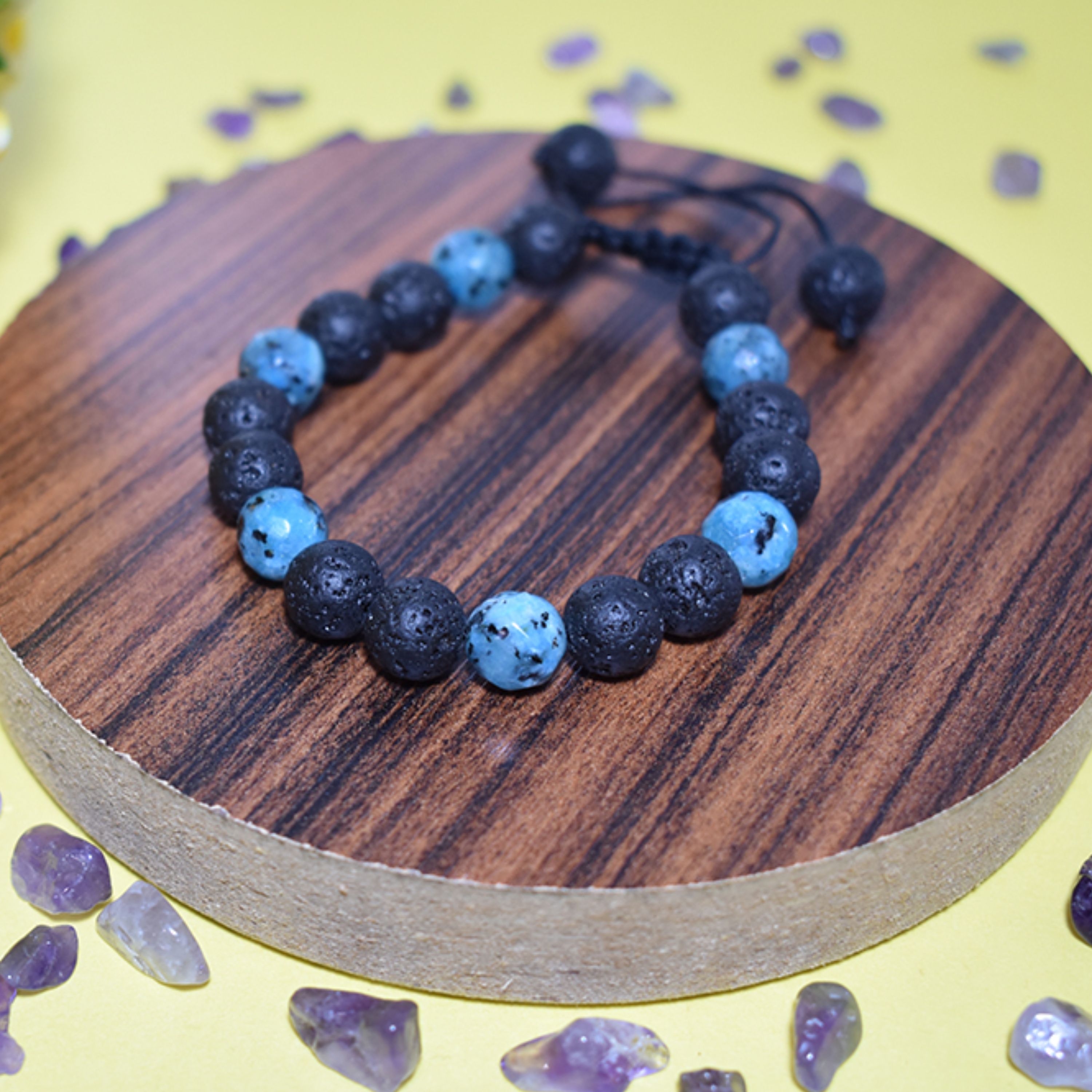 دستبند سنگ لاوا و جید