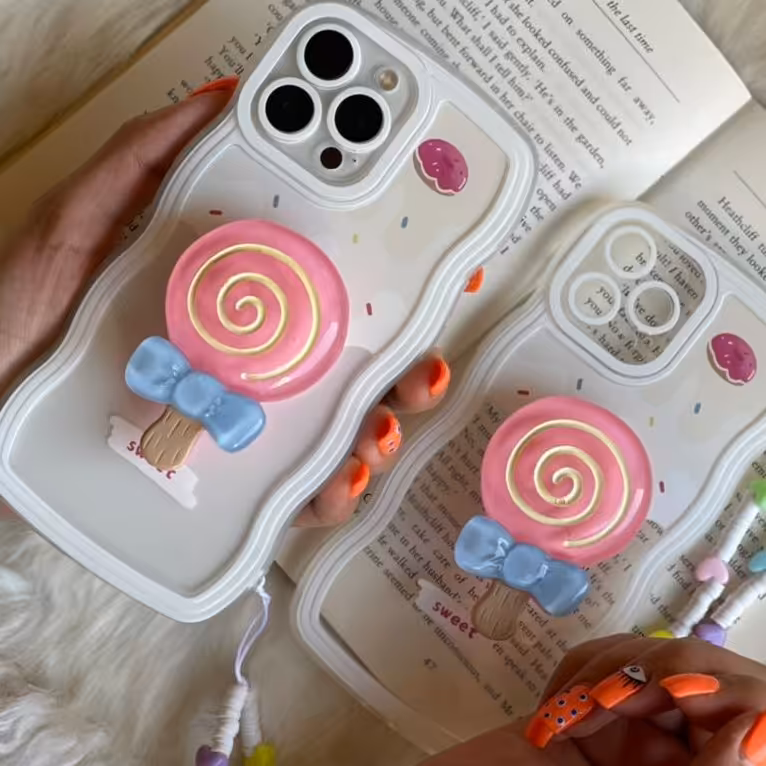 قاب موبایل بستنی پاپسوکت آبنبات چوبی + بندست