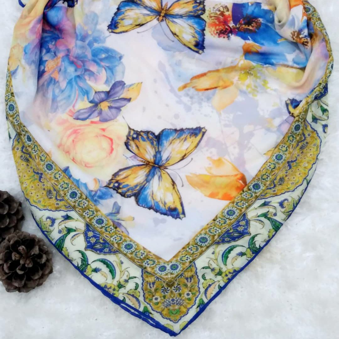روسری نخی جناغی طرح پروانه ارسال رایگان