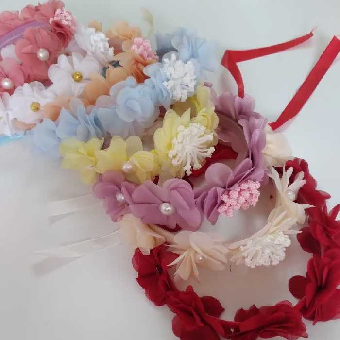 تاج سر جشن تکلیف حلقه سر حریر جشن  عمده حداقل خرید  30 عدد مناسب نامزدی و تولد و عروسی  و جشن تکلیف در  رنگ بندی متنوع 