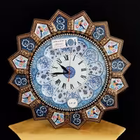 ساعت خاتم کاری خورشیدی طرح گل و مرغ با صفحه وسط مینا کاری ( کد  109 )