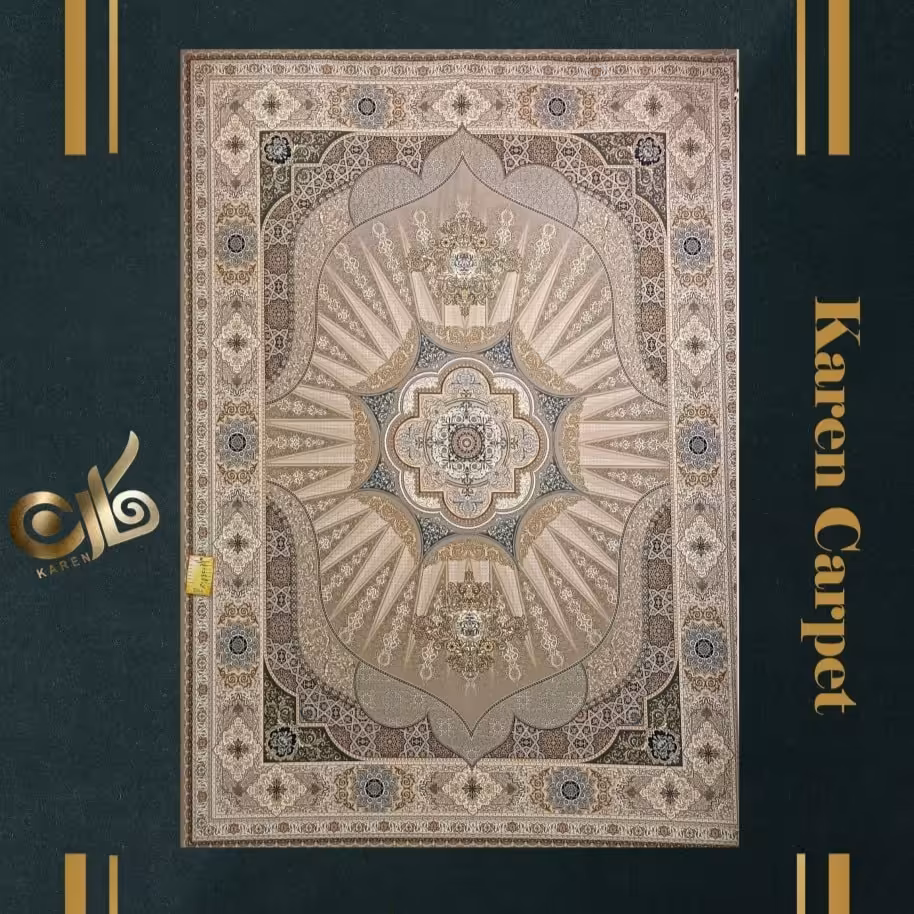 فرش 12 متری اکریلیک گلبرجسته 1500 شانه تراکم 4500 طرح نور نقره ای