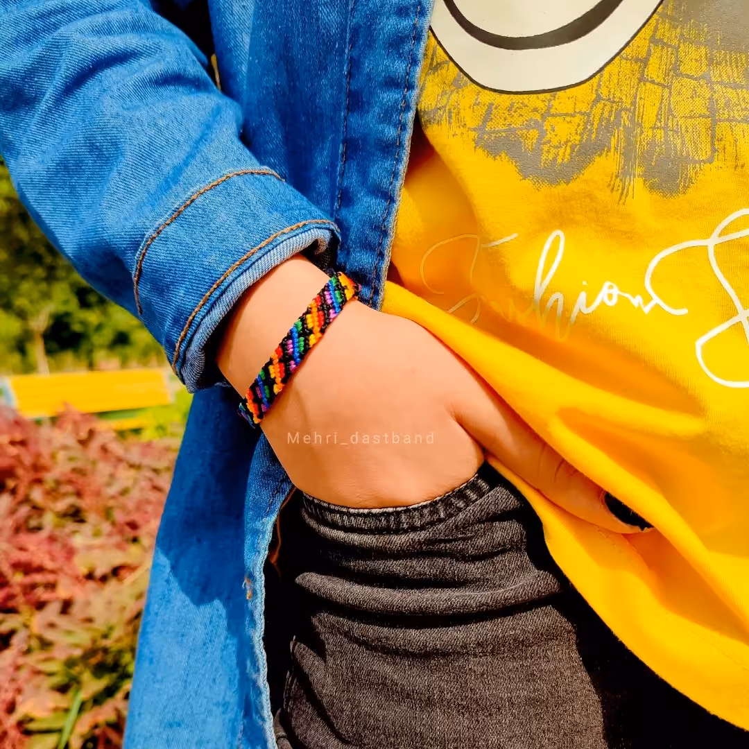 دستبند پسرانه و دخترانه رنگی رنگی دستبافت - اکسسوری مهری
