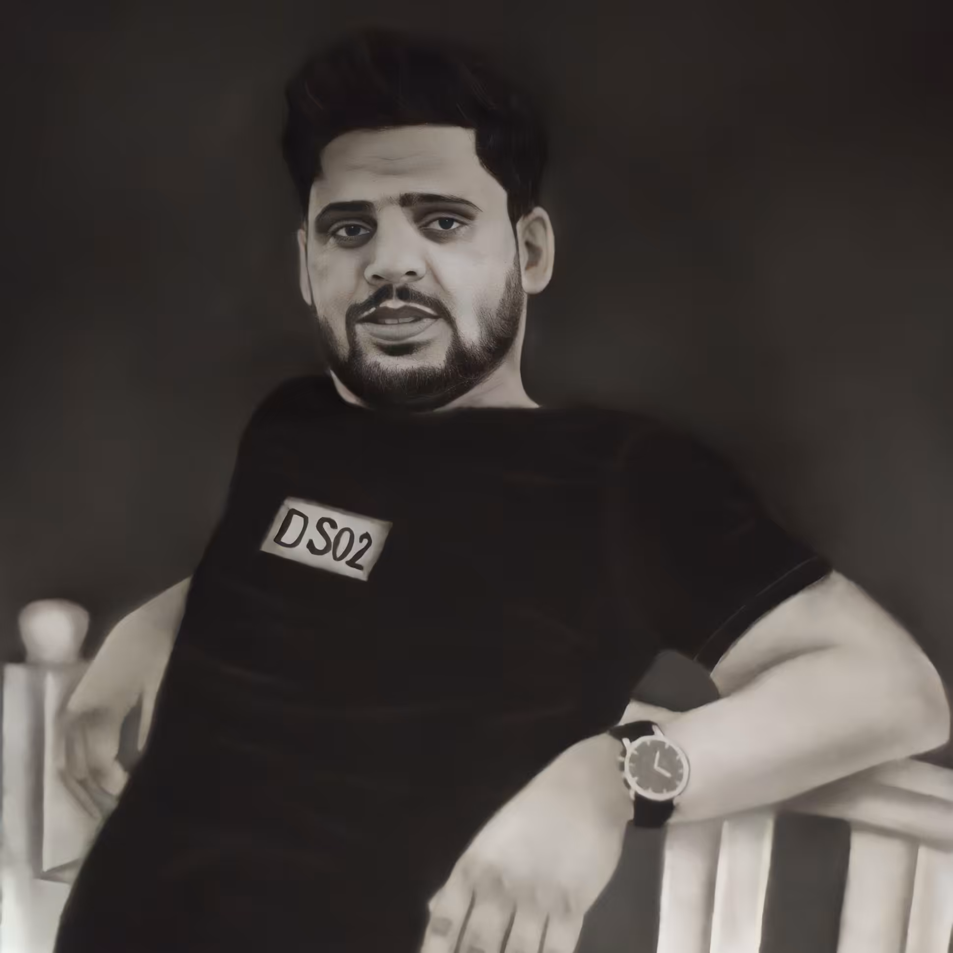 طراحی چهره پرتره سیاه قلم 50در70 سیاه سفید 