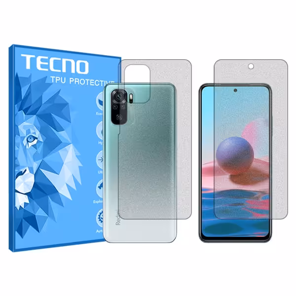 گلس صفحه نمایش و پشت گوشی شیائومی Redmi Note 10 4G مدل هیدروژلی مات برند تکنو کد SS