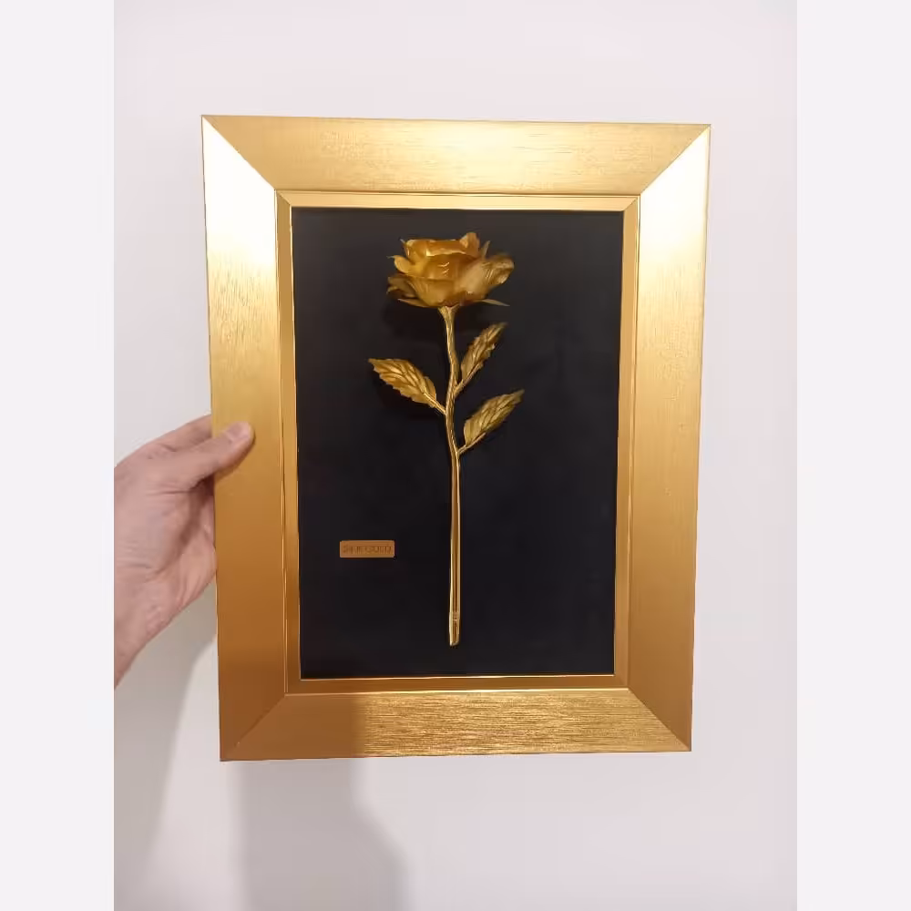 تابلو گل رز روکش طلا با شناسنامه اصالت کالا 