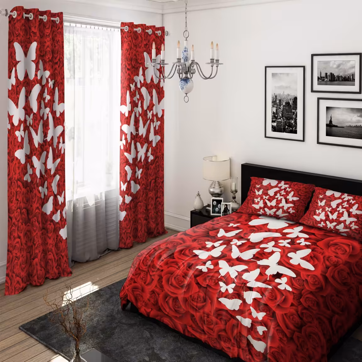 روتختی طرح سه بعدی طرح پروانه دو نفره 6تیکه ارسال رایگان 